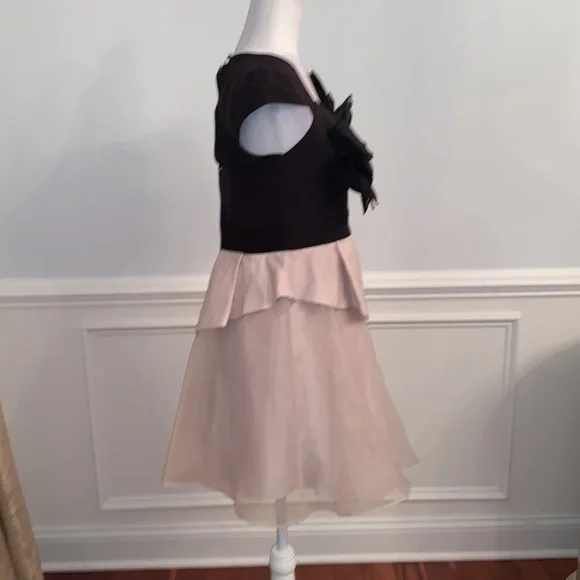 Karen Millen Organza Black & Champagne Dress Size 4 - Picture 2 of 5
